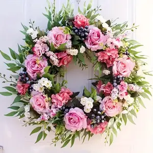 Spring Summer Peony Rose Flower Ring, Artificial Door Hanging Wall Decor, Front Door Decoration, Fake Flower Garland