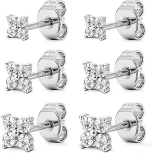 925 Sterling Silver Stud Earrings for Women 14K Gold Plated Hypoallergenic Earrings Stacks For Sensitive Ears Cute Tiny Dainty Cartilage Tragus Earring Sets for Multiple Piercing Jewelry Gifts 3 Pairs