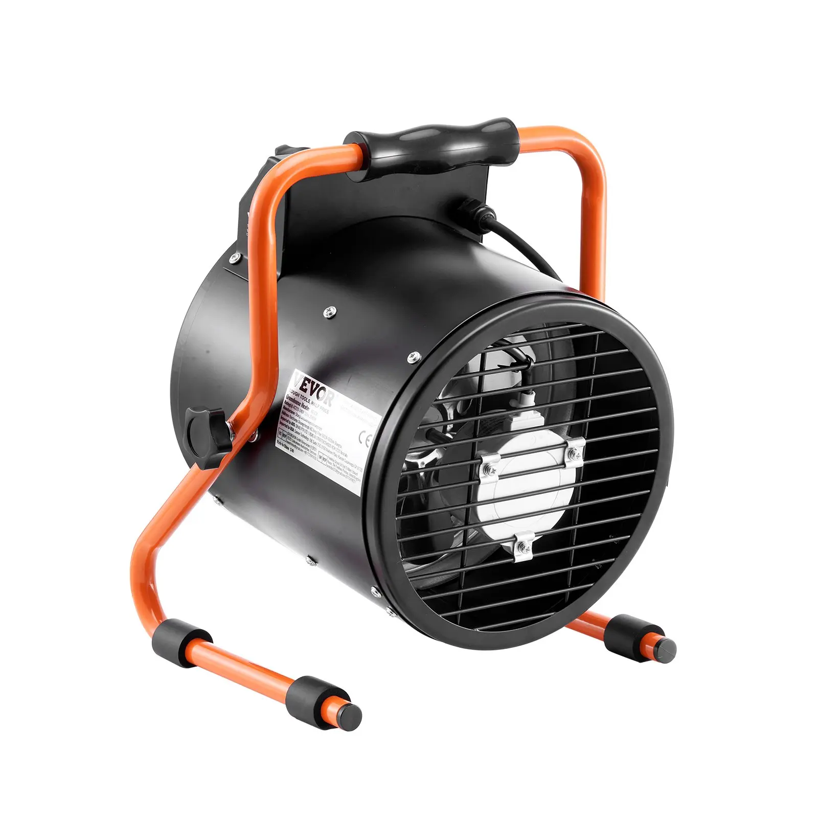 【DealsForYouDays】VEVOR 1500W Greenhouse Heater, Fast Heating Electric Portable Heater Fan with Overheat Protection, 2-Speed Setting, Adjustable Heating Temperature, IP24 Waterproof for Grow Tent, Flower Room, Lightweight, 25° Angle Adjustment