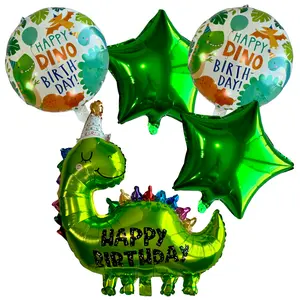 Gigantic Dinosaur 3D Balloon Set – Foil Party Decor (6-Piece Set)