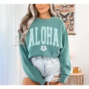 Aloha Sweatshirt Crewneck Hibiscus Hawaii Sweatshirt Independent Trading Oversized Pigment Dyed Sweatshirt Funny Sweatshirt  And Best Hoodie For Mens And Ladies