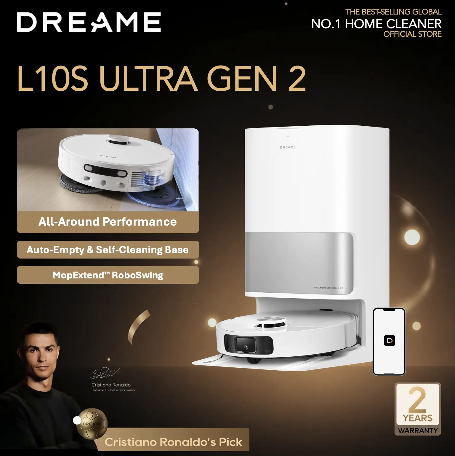 【Limited Deal】DREAME L10s Ultra Gen 2 Robot Vacuum and Mop, 10,000Pa Suction, MopExtend Tech, All-in-One Base Station, 75 Days Auto-Empty, Mop Self-Washing&Drying, Smart Obstacle Avoidance, Carpet Cleaning