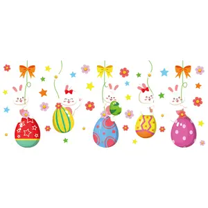 Easter Egg Stickers Party Supplies Bunny Flower Static Stickers Easter Decor Pendant Decals