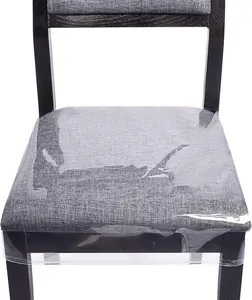 6 Pack Stain, Water and Kitty Scratch Resistant Clear Dining Chair Covers/Slipcovers Chair Protector  PVC Material, 17D x 18W x 4H with Adjustable Belt Strap, Set of 6