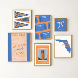 University of Florida College Theme Posters, College Merch Wall Art, Back to School Gift, Gators Retro Poster, Dorm Room Decor, Retro Aesthetic College Wall Art
