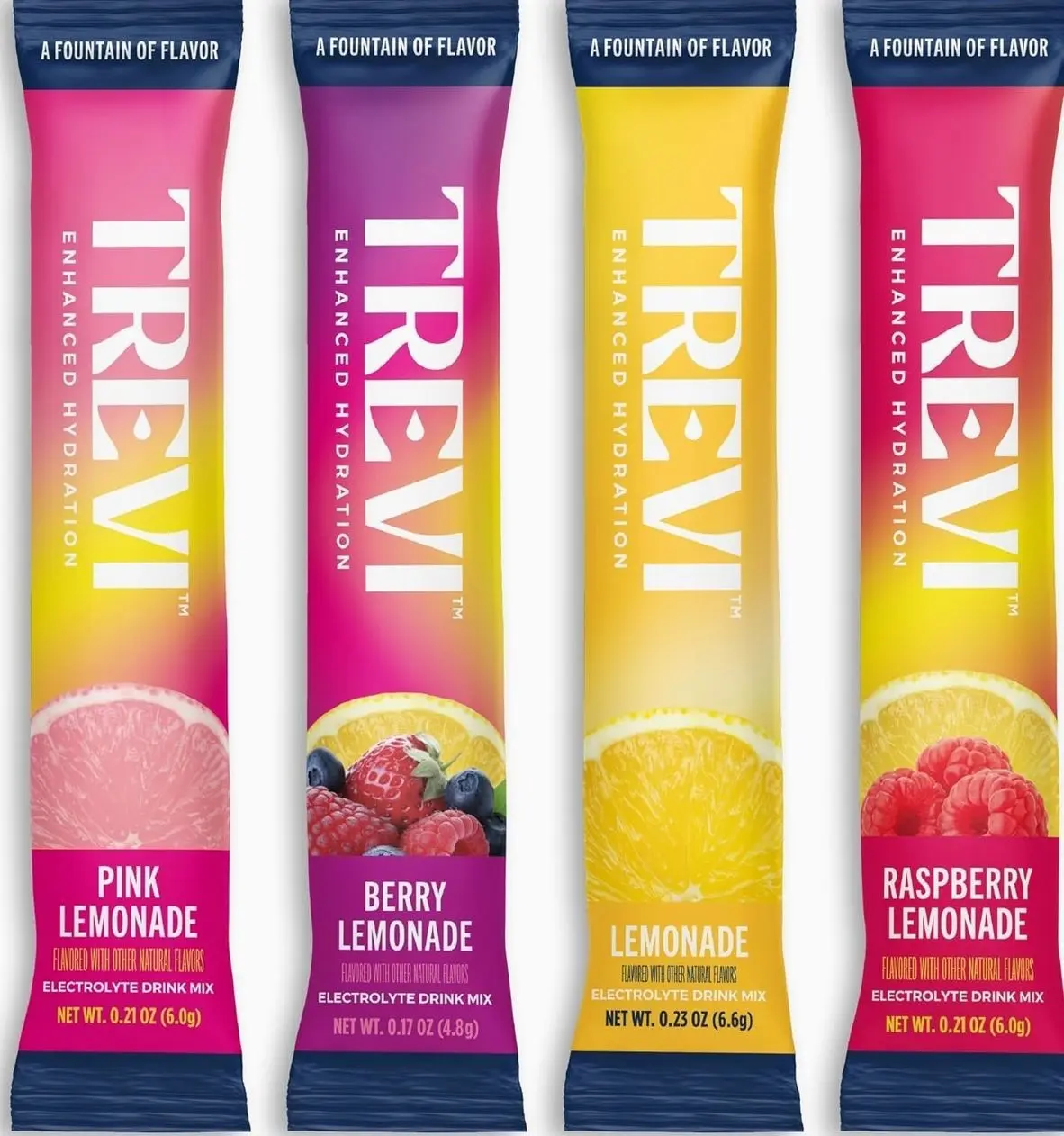 TREVI™ Everyday Sugar Free Electrolytes - Essential Drink Mix Hydration Powder Packets - 28 Count - Lemonade Variety Pack - Lemonade, Pink Lemonade, Raspberry Lemonade, Berry Lemonade