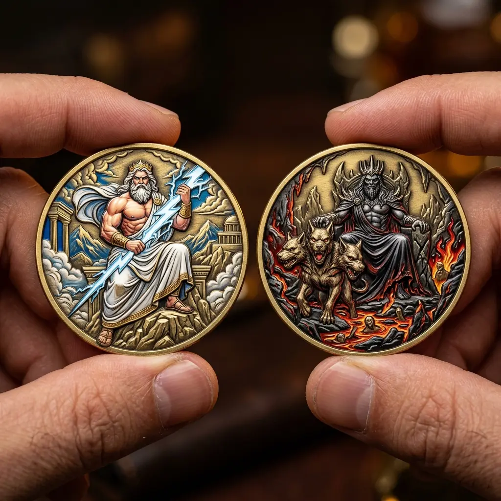 Greek Mythology Metal Coin - Olympus & Underworld Souvenir, Christmas Unique Collectible Home Decor Fengshui Ornament Gift for History Enthusiasts