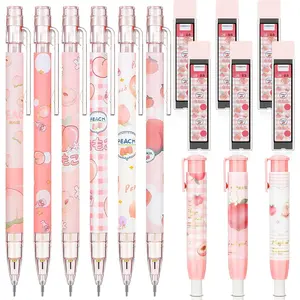 15Pcs Christmas Mechanical Pencil Set Cute Peach Mechanical Pencils with Tubes 0.5 mm Pen Refills and Erasers for Student Xmas Stocking Stuffing Party Favors - Home Improvement.