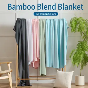 Hot Sleeper Blanket - Cooling Bamboo Blend Blanket, Double Sided Soft & Breathable, Lightweight for Summer (Baby Blue, 50"x60"/60"x80")