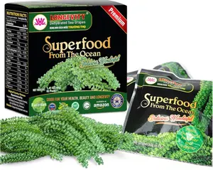 LONGEVITY Dehydrated Sea Grapes, 1.4 oz of (Pack of 2), Umibudo Green Caviar, Lato Seaweed | Enhance Health, Boosting Immune System, Valued Natural Gift From Sea (Original, 40g)