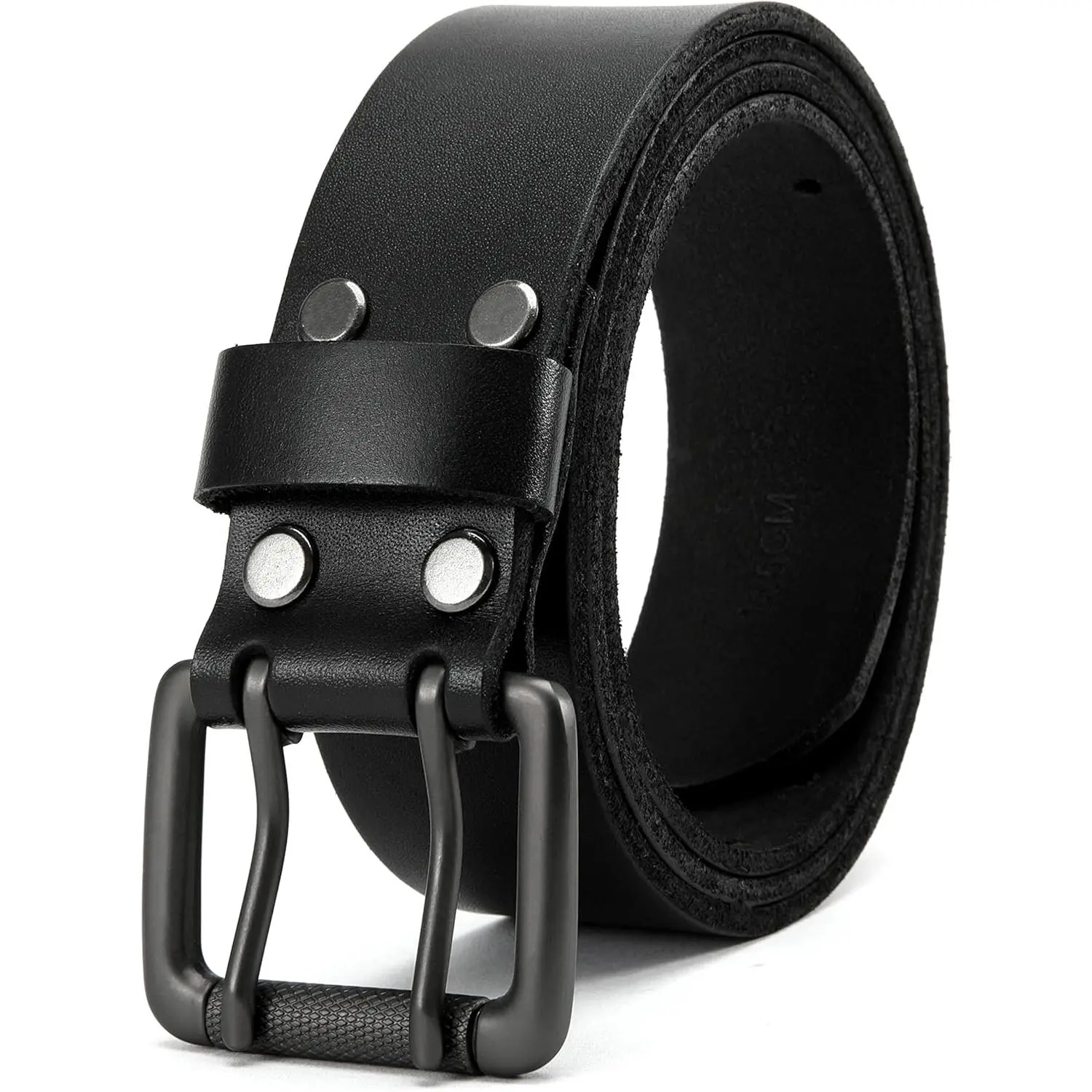 Leather Work Belt for Men - Double Prong Belt 40mm with Full Grain Leather - 9 Sets Holes for a Perfect Fit