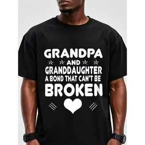 Grandpa & Granddaughter Bond T-Shirt - 100% Cotton Vintage Family Matching Outfit Tee, Relaxed Fit Unisex Shirt with Heartwarming Grandchild Design, Casual & Outdoor Wear for Grandparents Day Gift, All-Season Comfort