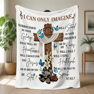 Christian Cross-Patterned Throw Blanket — Crafted from Soft Flannel. A Versatile Gift Blanket Suitable for Sofas, Offices, Beds, Camping, and Travel.