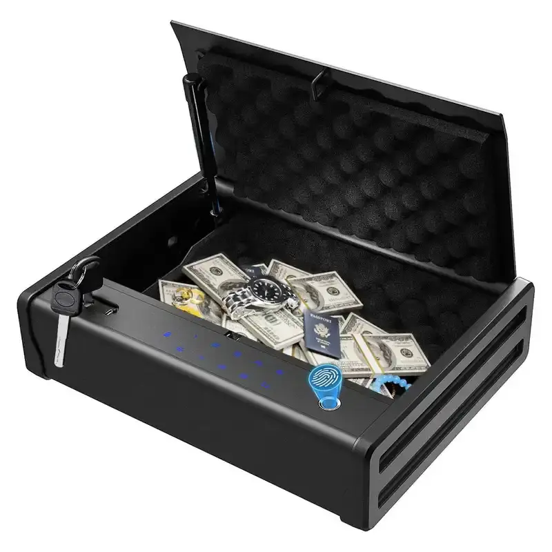 Blacksmith 13.54" x 10.35"Gun Safe Storage Safe Desktop Hidden Drawer Safe Cash Box Fingerprint Password Lock Weapon Storage
