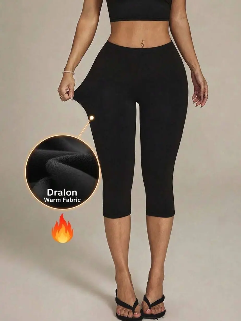 Women's Petite Capri Leggings, High Waisted Tummy Control Yoga Pants, Stretchy Cropped Workout Leggings for Short Women Gym Running Casual
