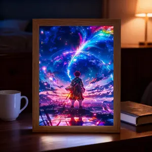 Cartoon Comic Samurai Creative Mirror, LED Art Frame, Wall or Table Decor, Birthday Gift, Thanksgiving or Christmas Present