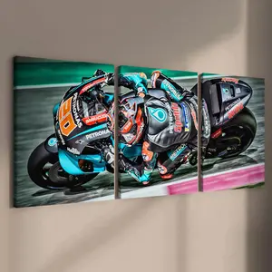 Motorcycle Pattern Canvas Painting with Frame, 3 Counts/set Modern Wall Art, Wall Decor for Home Living Room Bedroom Office