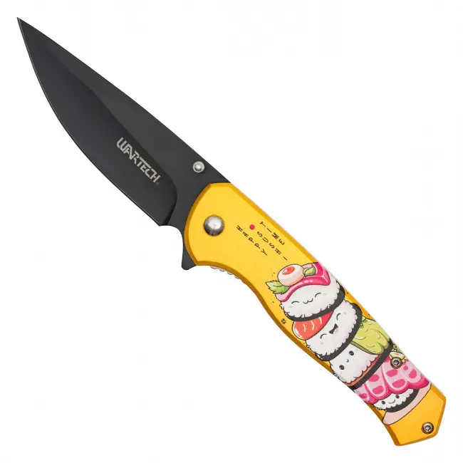 Happy Sushi Pocket Knife – Kawaii Japanese Food Collectible – Cute Novelty Gift – Assisted Opening Folder – Bento Lunch Decor – Anime Style Artwork – Restaurant Theme – Food Lover Accessory