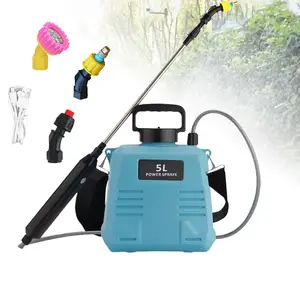 5L Battery Powered Sprayer, Electric Sprayer with USB Rechargeable Handle, Portable Garden Sprayer with 23.6" Telescopic Wand, 3 Mist Nozzles and Adjustable Shoulder Strap
