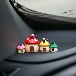 4pcs Magic Forest Mushroom House Car Decor, Mini Cute Window Displays, Micro-Landscape Arrangements for Center Console