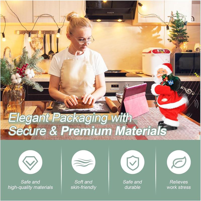 Singing Dancing Santa Plush / Reindeer, Spinning Tree Toy - Twerk Butt Design, Fun Christmas Party Decoration for Festive Gatherings