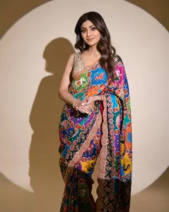 Bollywood Inspired Patola Print Georgette Sequins Saree with Swarovski Work