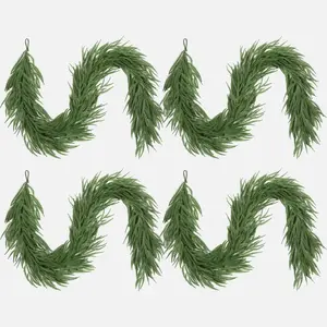 【Super deal】Silvanest 6ft Faux Cedar Garland – Lush & Realistic Christmas Holiday Greenery for Home Decor, Mantel, Tabletop & Stair Decoration & Christmas Gift