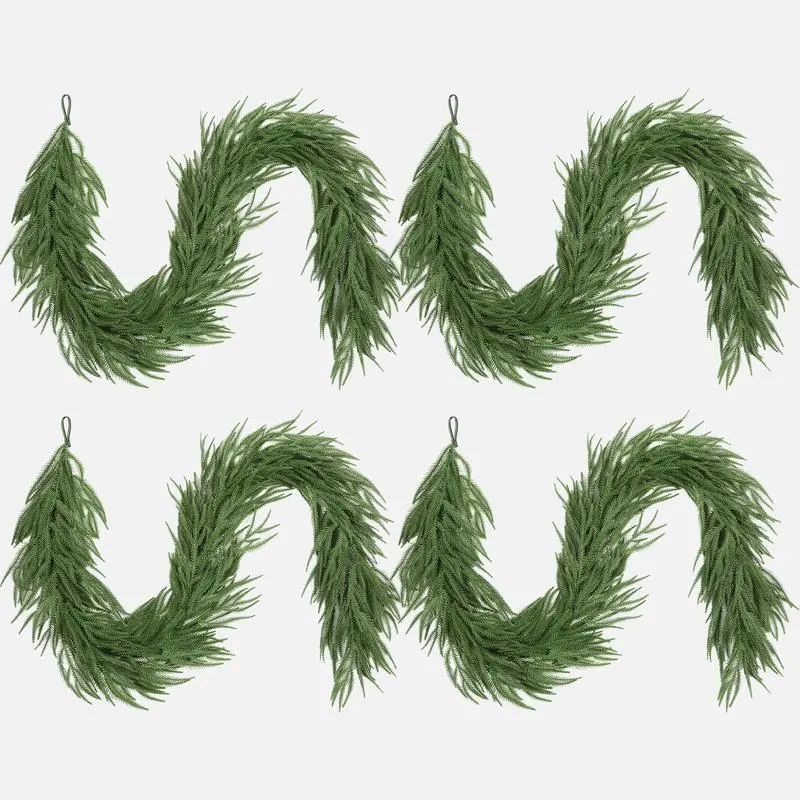 Silvanest 72 in (6FT) Reusable Faux Cedar Artificial Greenery Christmas Garland, 4pcs Farmhouse Decor for Fireplace Mantel, Stair Railing, Decoration, Holiday