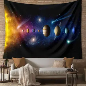 Solar System Pattern Tapestry, Space Galaxy Wall Hanging Decoration, Planet Decor, Astronomy Universe Art Mural for Living Room Bedroom Dorm