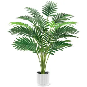 28'' Artificial Palm Tree Large Tropical Faux Plants Indoor And Outdoor For Home Bathroom Porch Outside Patio Decor (white Pot)
