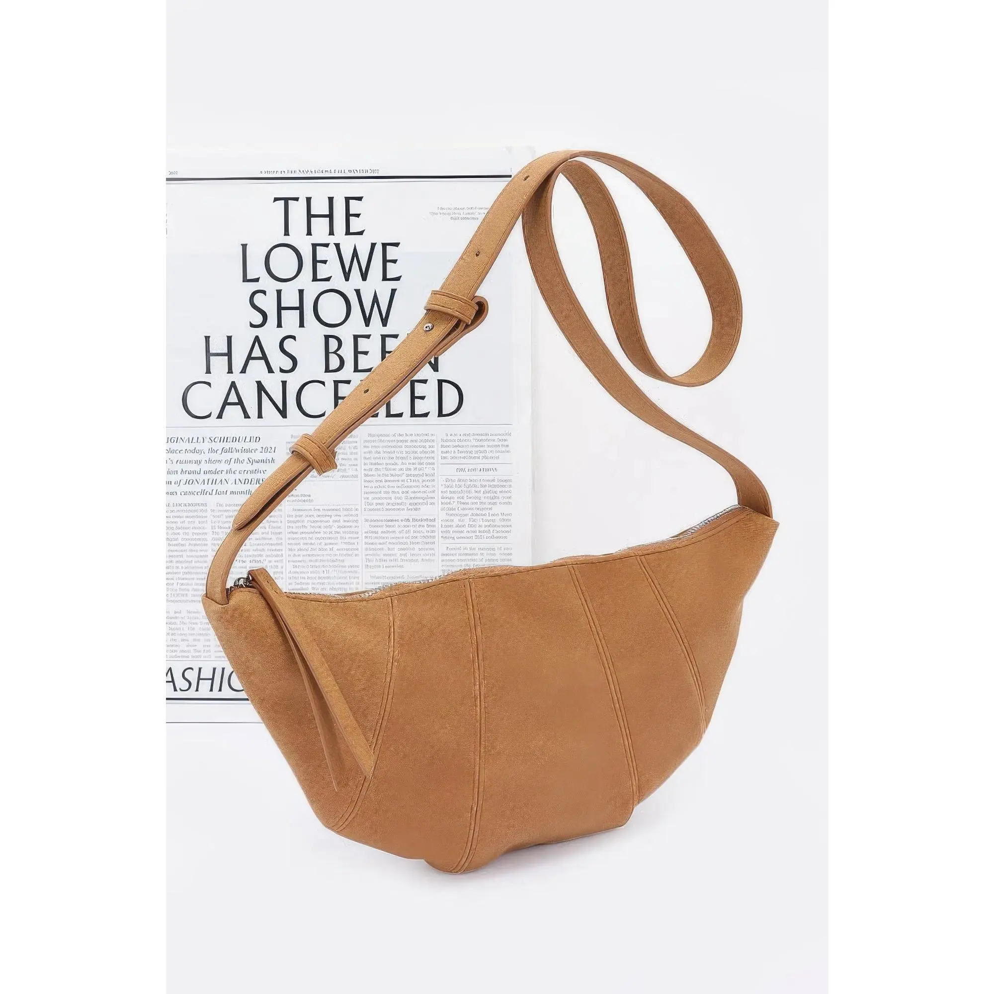 Faux Suede Croissant Bag