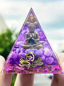 Small Buddha Crystal Pyramid, Jade & Baby Buddha Statue, Bohemian Natural Crystal Orgon Pyramid, Spiritual Decor