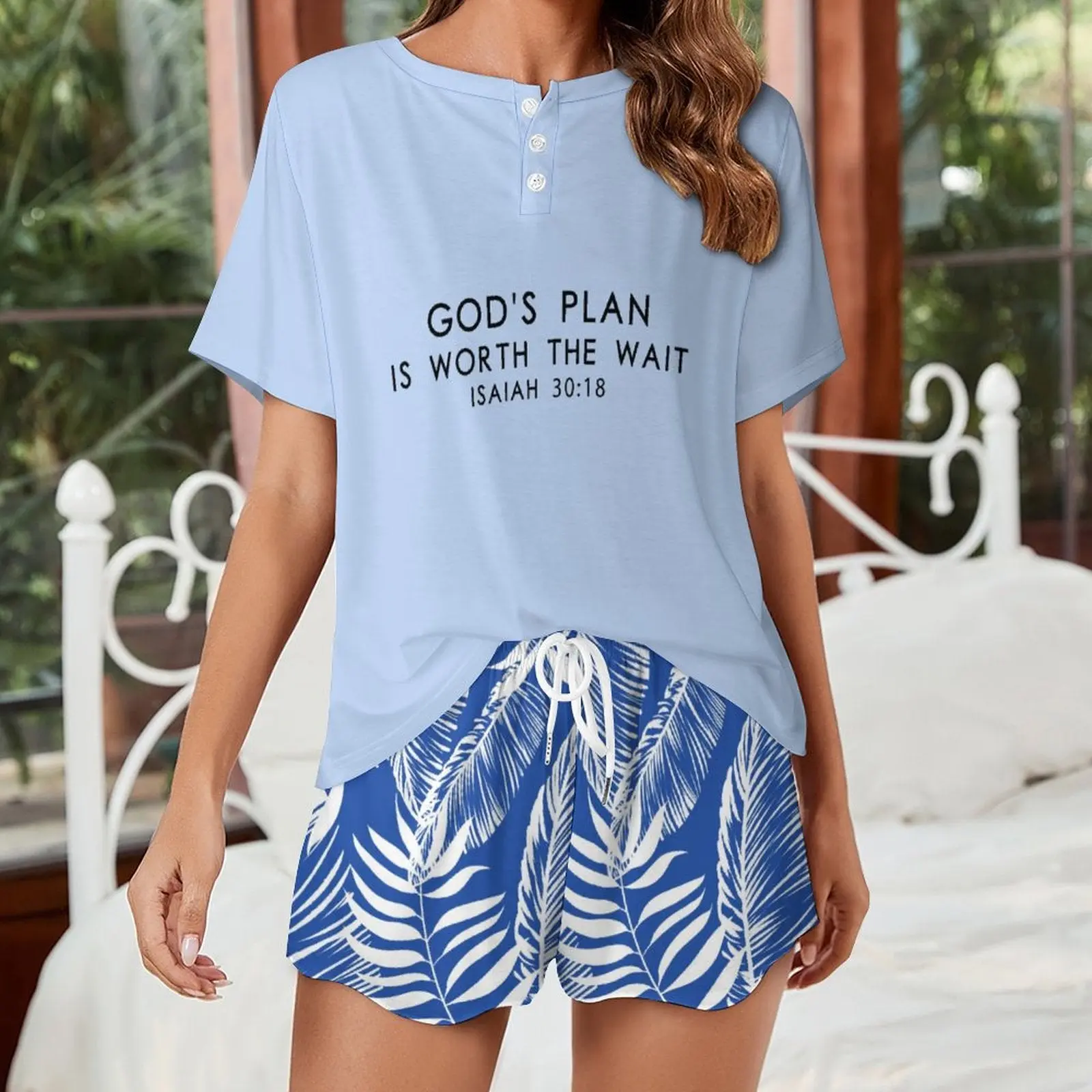 Worth The Wait Women's Christian Pajama Short Set