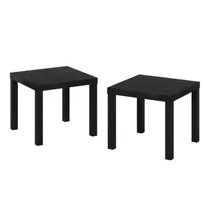 CLASSIC Side Table Set of 2 in Black offers tool-free assembly, 1.8-inch thick tabletop, square silhouette in a versatile design for bedrooms, living rooms, and small spaces