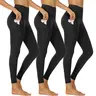 SHOWITTY Women's High-Waisted Tummy Control 3-Pack Leggings with Pockets - Non-See-Through Quick Dry Yoga Pants, Gym Shapewear, Women's Clothes, Plus Size Clothing