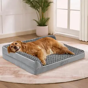 Bed Large Sized Dogs,   Bed for Large Dogs,  Pet Bed with Washable Removable Cover, L-Shaped Pet Couch with Portable Handle 36"x27"x6.5", Grey