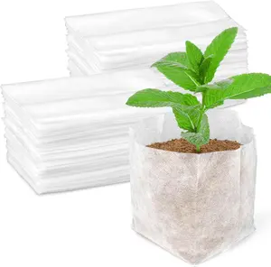 White Nun Grow Bags - 100 PCS Non-Woven Seedling Bags for Home Gardening & Planting - 4.7"x4.7" - Ideal for Vegetable, Flower, Fruit Saplings & Trees - Easy to Operate & Transplant - Non-Woven Material with Air & Water Permeability
