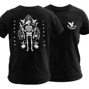 Hook & Irons Fighting A War That Never Ends Firefighter T Shirt, Skeleton Firefighter Graphic Tee with Maltese Cross Elements, Soft Cotton Blend Shirt, Firefighter Apparel for Men & Women, Fire Service Tribute Gift Idea