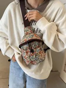 Floral Women's Chest Bag, Portable Drawstring Chest Bag, Versatile Casual Shoulder Bag, Stylish and Practical Accessory