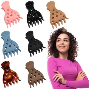 7-pack premium tortoiseshell acetate claw clips, elegant retro style, large shark clips, ponytail clips