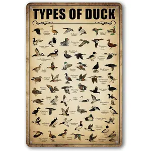 Type Of Duck Tin Sign Hunting Decor Mallard Ducks Knowledge Metal Signs...