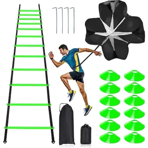 Agility Training Set – 20ft Ladder, Cones, Parachute for Speed & Footwork