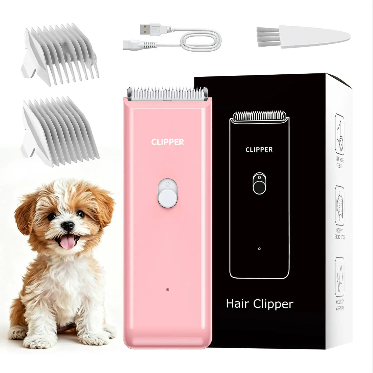 Pet Clippers for Dog Hair Grooming Low Noise, Rechargeable Cordless Cat Shaver with Ceramic Blade,Portable Pet Hair Trimmer for Matted & Long Hair