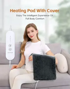 Electric Heating Pad for Back Neck Abdomen Shoulder Knee Arms Legs with Dry or Moist Heat and Auto Shut Off Ideal as Birthday Gift Light Gray 24x12 Inch