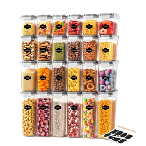 Kichly Airtight Food Storage Containers Set with Lids 24 Pack BPA-Free Plastic Pantry Organizers for Cereal Flour Sugar & Dry Food Clear Reusable Kichly Airtight Food Storage Containers Set with Lids 24 Pack BPA-Free Plastic Pantry Organizers for Cereal Flour Sugar & Dry Food Clear Reusable
