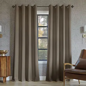 52"x84" Sun Zero Blackout Oslo Theater Grade Grommet Curtain Panel Taupe: Modern, Energy Efficient, Noise Reduction