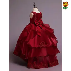 DZP-Elegant Green Princess Tulle Dress for Girls - Sleeveless, Ruffled Ball Gown with Floral Embroidery, Perfect for Weddings, Pageants, and Special Occasions, Princess Dress for Girls