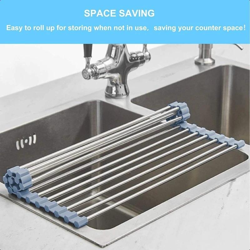 Roll Up Dish Drying Rack Over The Sink Kitchen Roll Up Sink Drying Rack ...