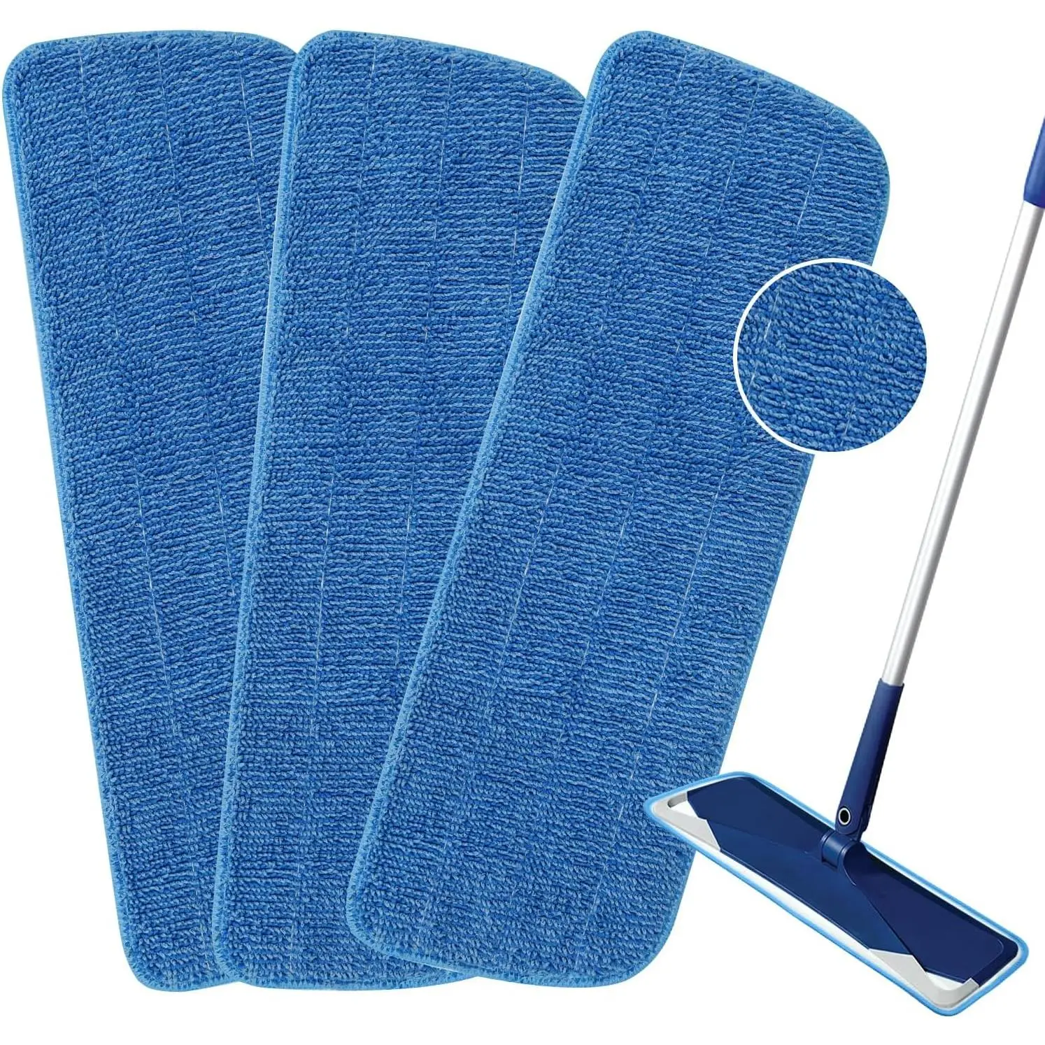 3 Pack Microfiber Mop Pads Replacement for Wet/Dry Mop Floor Cleaning  Mop Pads Refills for Spray Floor Mops Compatible with Bona Floor Care System and Any Microfiber Flat Spray Mop
