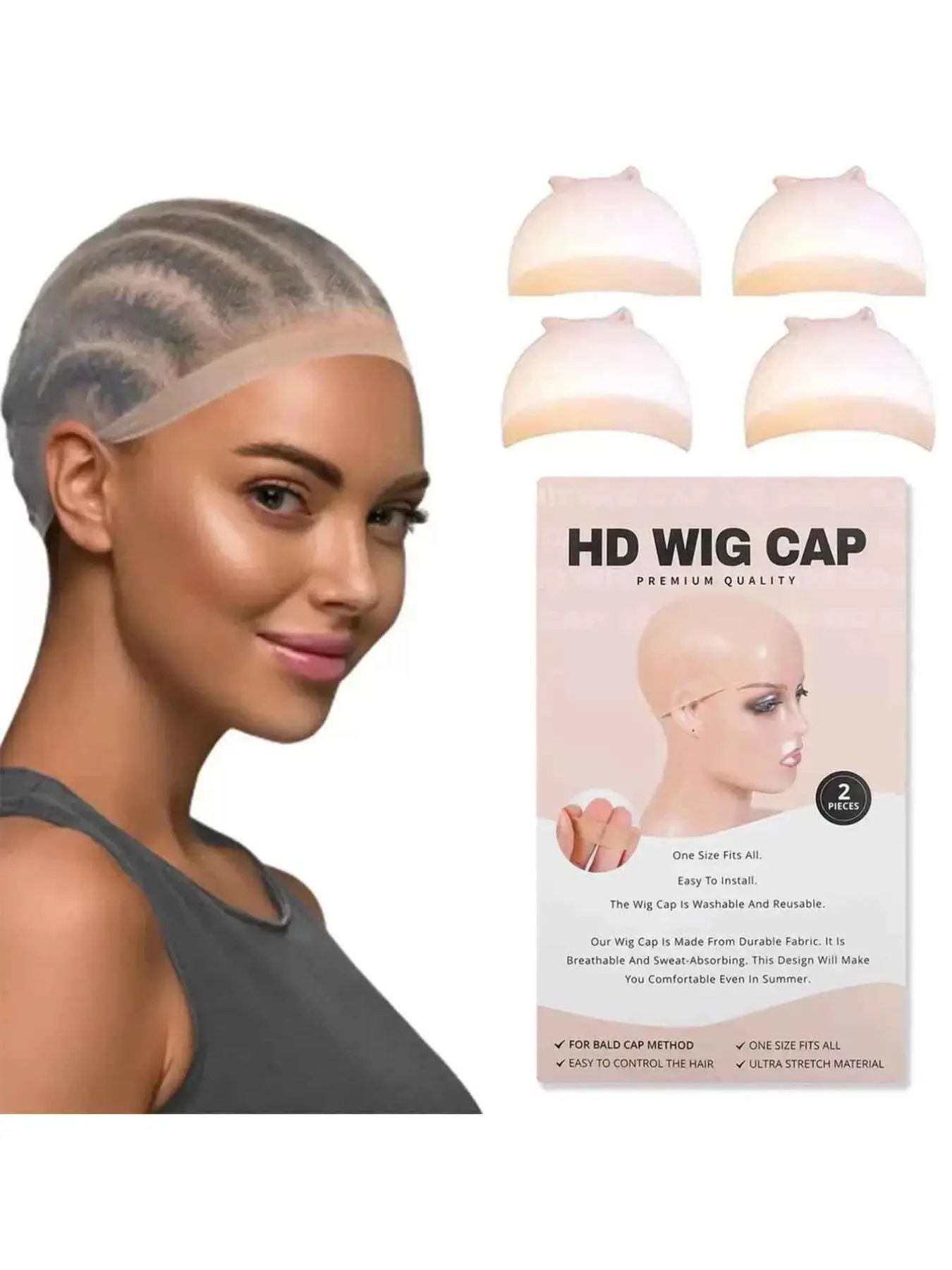 10Pcs HD Wig Cap For Lace Front Wigs Invisible Sheer Transparent Stocking Wig Caps No Slip Breathable Ultra Thin Stretchy Nylon Wig Cap For Women Bald Cap Method Realistic Natural Melted Hairline Universal One Size Fits All